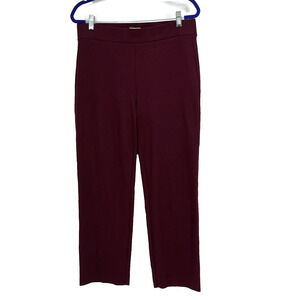 Loft Ponte Pants Womens Large Burgundy High Rise Straight Stretch Comfort Career